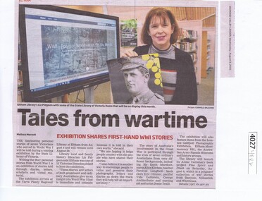 Newspaper Clipping, Diamond Valley Leader, Tales from wartime, 03/08/2016