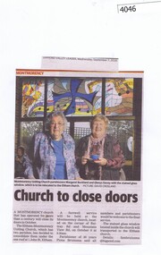 Newspaper Clipping, Diamond Valley Leader, Church to close doors, 07/09/2016