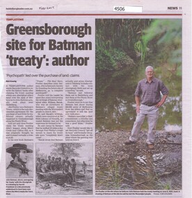 Newspaper - Newspaper Clipping, Heidelberg Leader et al, Greensborough site for Batman "treaty": author,  by Rick Koenig, 2017_02