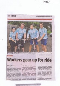 Newspaper Clipping, Diamond Valley Leader, Workers gear up for ride, 05/10/2016