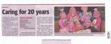 Newspaper Clipping, Diamond Valley Leader, Caring for 20 years, 05/10/2016