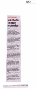 Newspaper Clipping, Diamond Valley Leader, Sun shades to boost protection MS4925, 26/10/2016