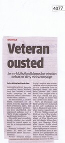 Newspaper Clipping, Diamond Valley Leader, Veteran ousted, 09/11/2016