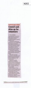 Newspaper Clipping, Diamond Valley Leader, Council cash dries up for volunteers, 07/12/2016
