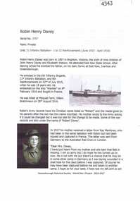 Article, Greensborough Historical Society et al, Robin Henry Davey, 1914-1918