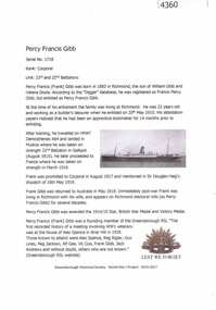 Article, Greensborough Historical Society et al, Percy Francis Gibb, 1914-1918