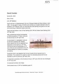 Article, Greensborough Historical Society et al, David Iredale, 1914-1918