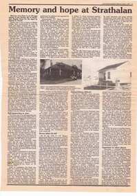 Newspaper clipping, Victorian Baptist Witness, Memory and hope at Strathalan, 1995_03
