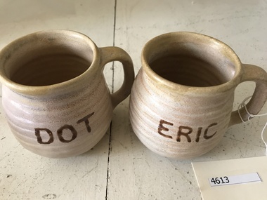 Cup (pair), Earthenware mugs, 1980s