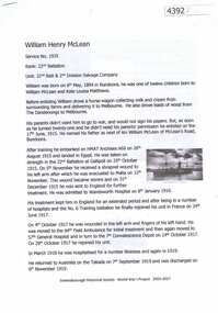 Article, Greensborough Historical Society et al, William Henry McLean, 1914-1918