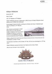 Article, Greensborough Historical Society et al, William McRitchie, 1914-1918