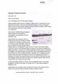 Article, Greensborough Historical Society et al, George Frederick Moore, 1914-1918