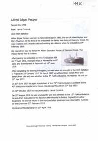 Article, Greensborough Historical Society et al, Alfred Edgar Pepper, 1914-1918