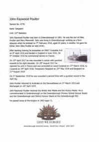 Article, Greensborough Historical Society et al, John Raywood Poulter, 1914-1918