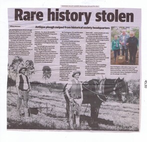Newspaper Clipping, Rare history stolen, 18/01/2017