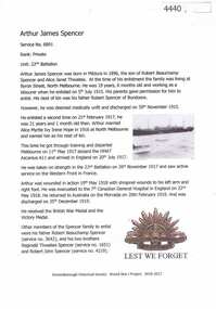 Article, Greensborough Historical Society et al, Arthur James Spencer, 1914-1918