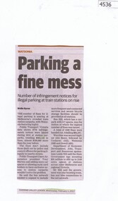 Newspaper Clipping, Diamond Valley Leader, Parking a fine mess, 01/02/2017