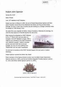 Article, Greensborough Historical Society et al, Robert John Spencer, 1914-1918