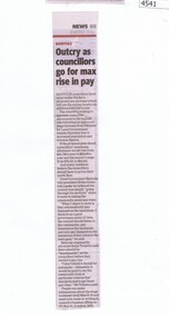 Newspaper Clipping, Diamond Valley Leader, Outcry as councillors go for max rise in pay, 22/02/2017