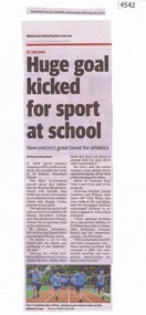 Newspaper Clipping, Diamond Valley Leader, Huge goal kicked for sport at school [St Helena College SH8730], 22/02/2017