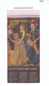 Newspaper Clipping, Diamond Valley Leader, Scouts need new tents, 22/02/2017