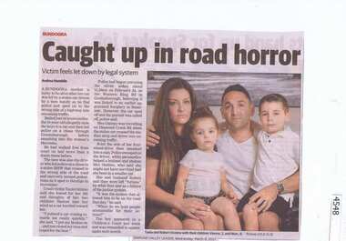 Newspaper Clipping, Diamond Valley Leader, Caught up in road horror, 08/03/2017