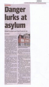 Newspaper Clipping, Diamond Valley Leader, Danger lurks at asylum, 22/03/2017