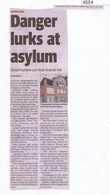 Newspaper Clipping, Diamond Valley Leader, Danger lurks at asylum, 22/03/2017