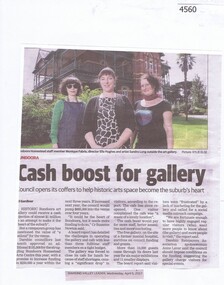 Newspaper Clipping, Cash boost for gallery, 05/04/2017