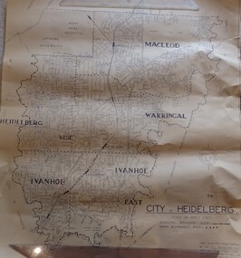 Map, City of Heidelberg. Engineers Dept, City of Heidelberg, 1960s