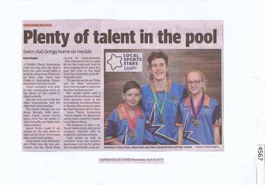 Newspaper Clipping, Diamond Valley Leader, Plenty of talent in the pool, 19/04/2017