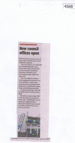 Newspaper Clipping, Diamond Valley Leader, New council offices open, 19/04/2017