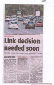Newspaper Clipping, Diamond Valley Leader, Link decision needed soon, 03/05/2017