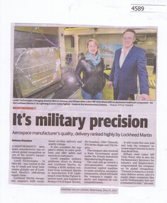 Newspaper Clipping, Diamond Valley Leader, It’s military precision, 21/06/2017