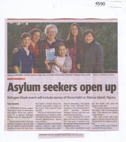 Newspaper Clipping, Diamond Valley Leader, Asylum seekers open up, 21/06/2017