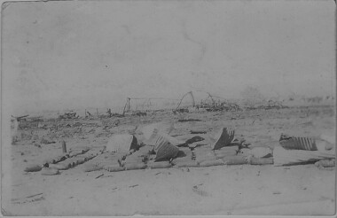 Photograph - Digital image, Charles Marshall et al, Light Horse passing a wrecked Turkish train at Ramleh, 1918_