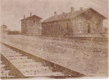 Photograph - Digital image, Charles Marshall et al, Railway station at Ramleh, 1917_