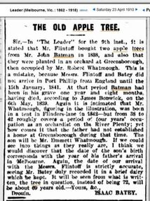 Newspaper Clipping (copy), The Old apple tree, by Isaac Batey, 23/04/1910