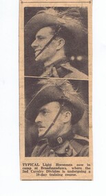 Newspaper Clipping, Light Horse at Broadmeadows, 1935, 12/09/1935