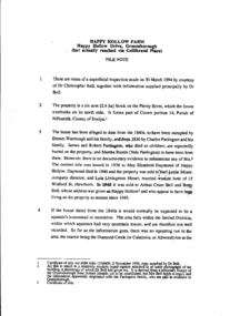 Document, Miles Lewis, Happy Hollow farm: File note, by Miles Lewis, 1994_