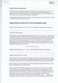Newspaper clippings, Weekly Times, Happy Hollow articles from Trove - Christopher Bell, 1949-1954