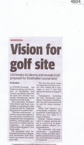 Newspaper Clipping, Diamond Valley Leader, Vision for golf site, 02/08/2017