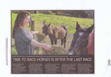 Newspaper Clipping, Diamond Valley Leader, Time to back horses is after the last race, 09/08/2017