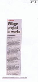 Newspaper Clipping, Diamond Valley Leader, Village project in works, 16/08/2017