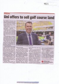 Newspaper Clipping, Diamond Valley Leader, Uni offers to sell Strathallan Golf Course land, 30/08/2017