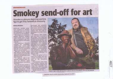 Newspaper Clipping, Diamond Valley Leader, Smokey send-off for art, 13/09/2017