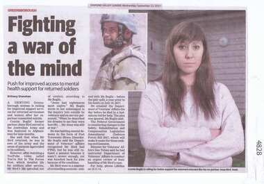 Newspaper Clipping, Diamond Valley Leader, Fighting a war of the mind, 13/09/2017