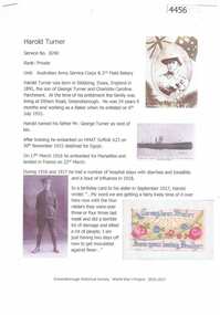 Article, Greensborough Historical Society et al, Harold Turner, 1914-1918
