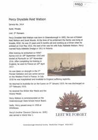 Article, Greensborough Historical Society et al, Percy Drysdale Reid Watson, 1914-1918