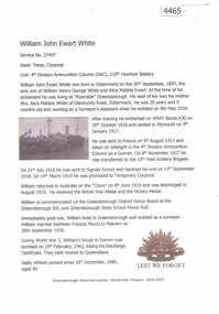 Article, Greensborough Historical Society et al, William John Ewart White, 1914-1918